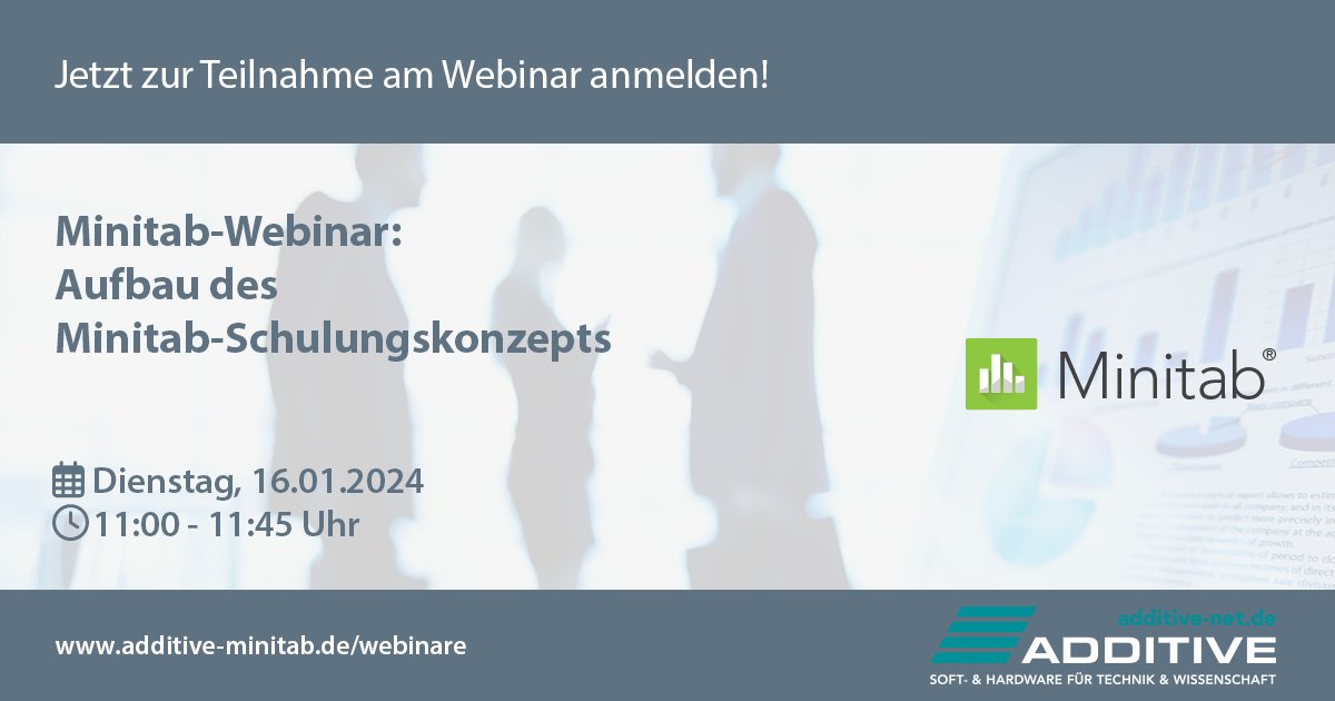 Verschaffen Sie sich einen Überblick über unser #Minitab Trainingsangebot. Melden Sie sich noch heute an und Sie sind hinterher in der Lage, die für Sie optimale Entscheidung für Ihre Weiterbildung zu treffen! 👉 additive-net.de/de/training/we…