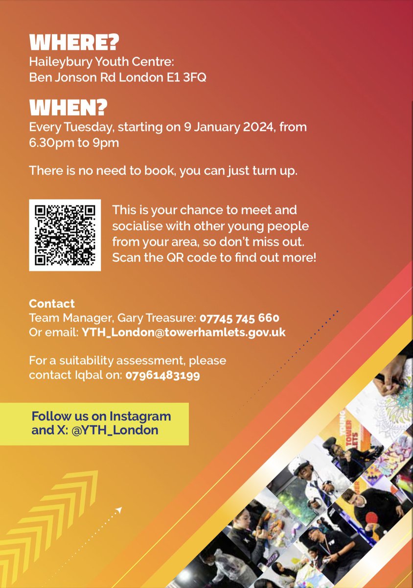 Don’t miss out on the grand opening of the new youth service in Tower Hamlets.