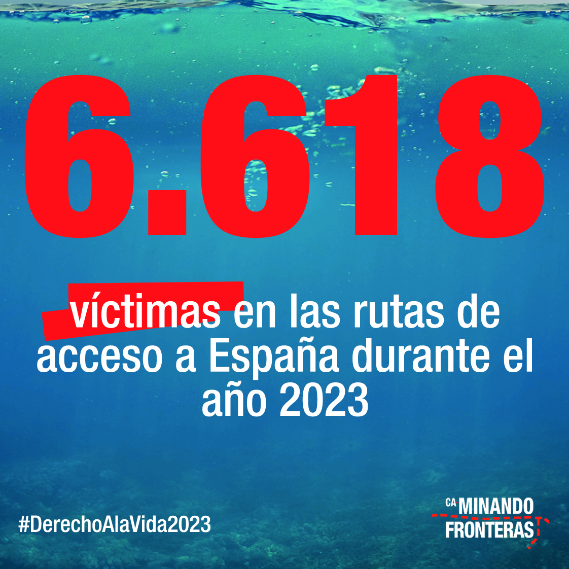 🚨 El año 2023 ha sido el más mortífero en las fronteras españolas: 6.618 personas ha muerto en su intento de cruzarlas. #DerechoAlaVida2023 #VictimasFronteras2023