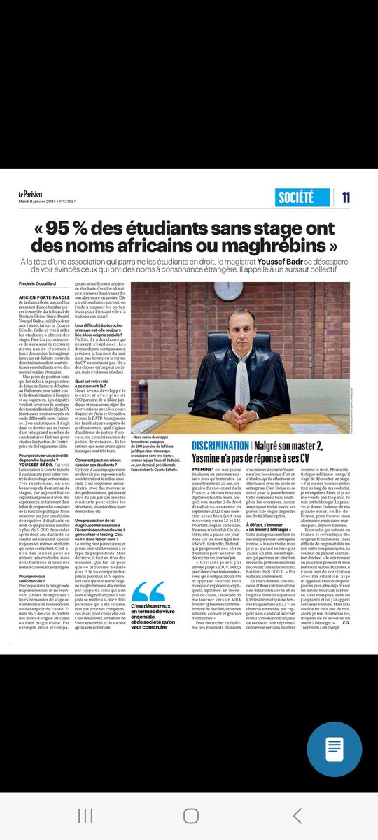 Liberté, égalité, fraternité nous dit-on...