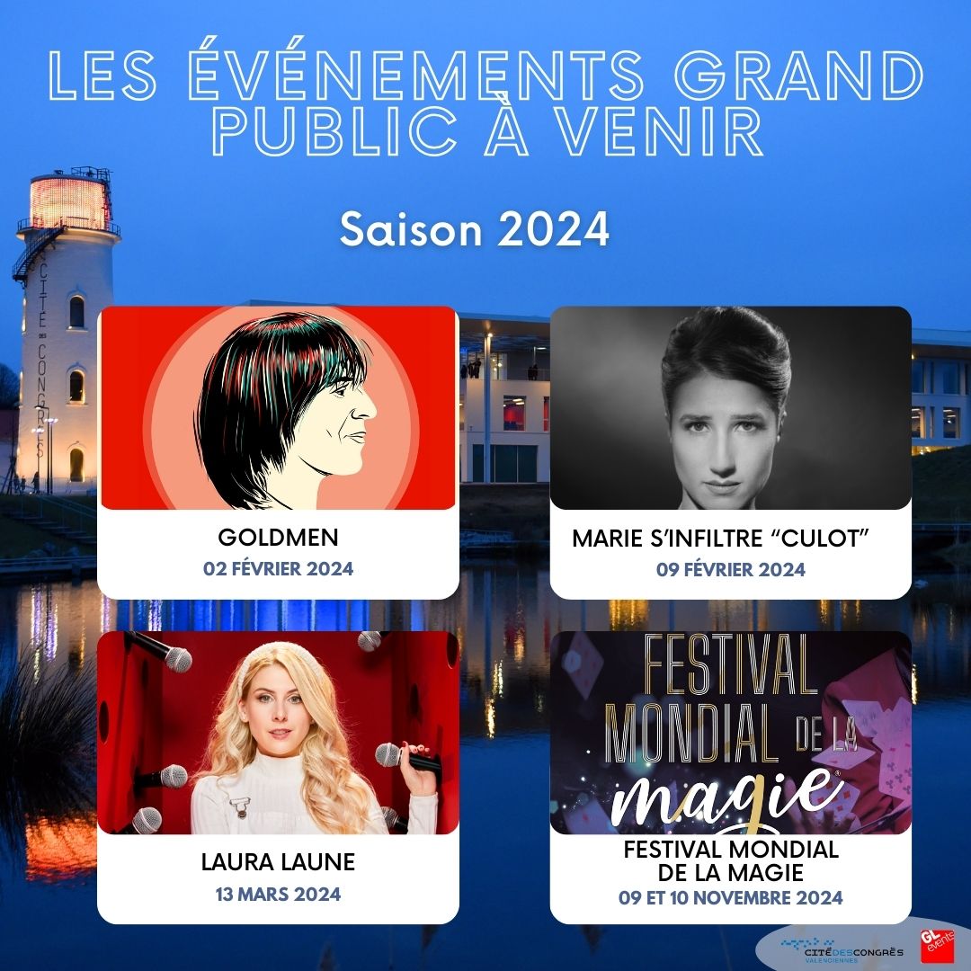 📅 La programmation grand public 2024 de la Cité des Congrès vous réserve pleine de belles surprises avec des souvenirs inoubliables. 

Concerts, spectacles, salons, et bien d'autres venez vibrer avec nous !

📌 Retrouvez toute la programmation 2024 sur notre site internet.