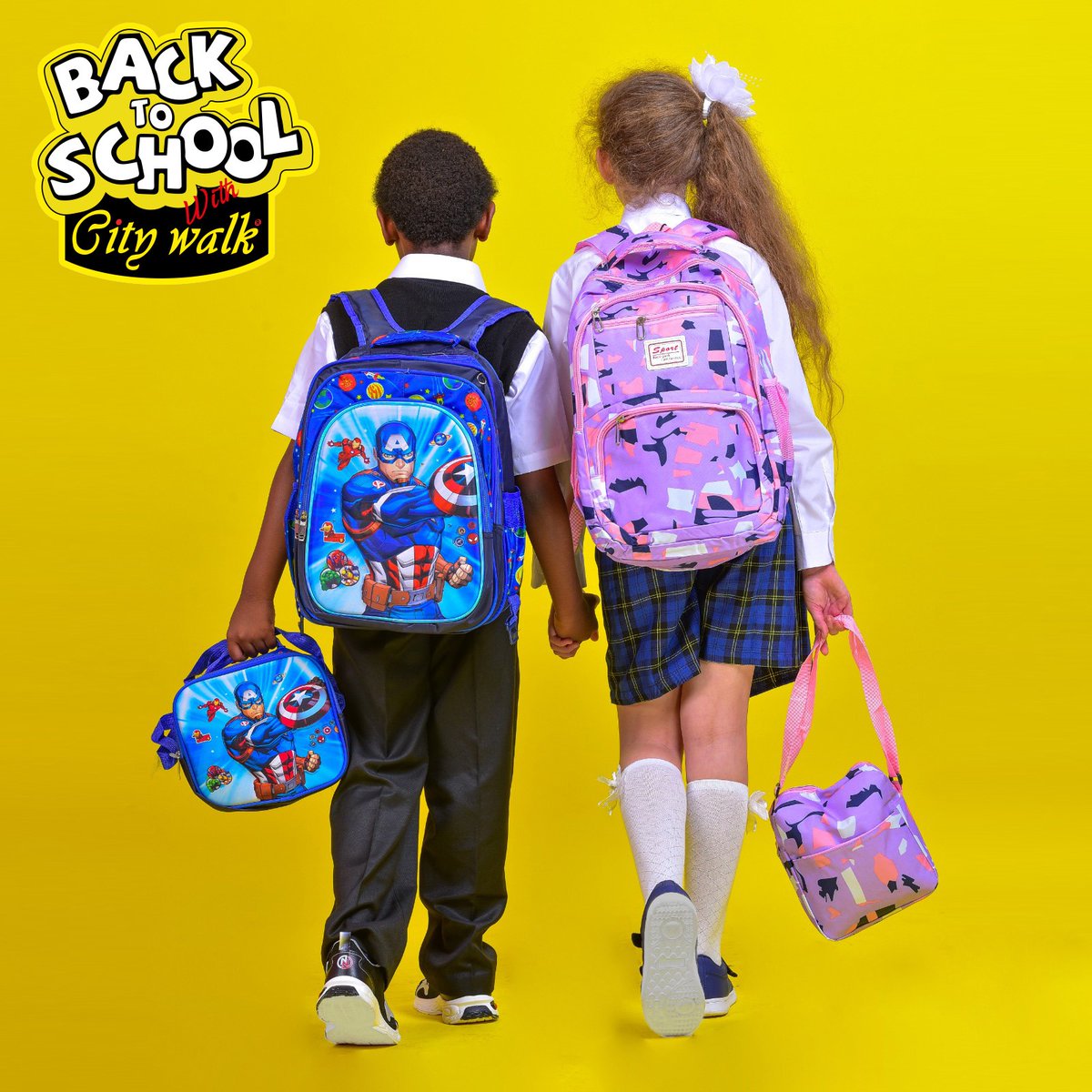 Citywalk school bags—the perfect trio for school success! Each set includes a bag, a lunch box, and a pencil pouch. Get your kid organized and ready for a fantastic school year! 
 WhatsApp us here: 0786400202
#CitywalkSchoolBags #AllInOneSet #backtoschool #schoolshopping