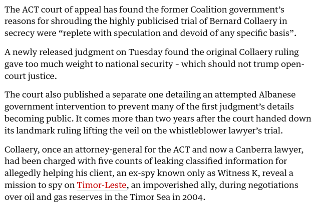 jaraparilla's tweet photo. ACT court rules that both LNP and ALP governments pursued #WitnessK and #Collaery in secrecy, with no valid "national security" justification for the secrecy.
Now where is the apology, @albomp @MarkDreyfusKCMP ? https://t.co/zkACXWM6EY