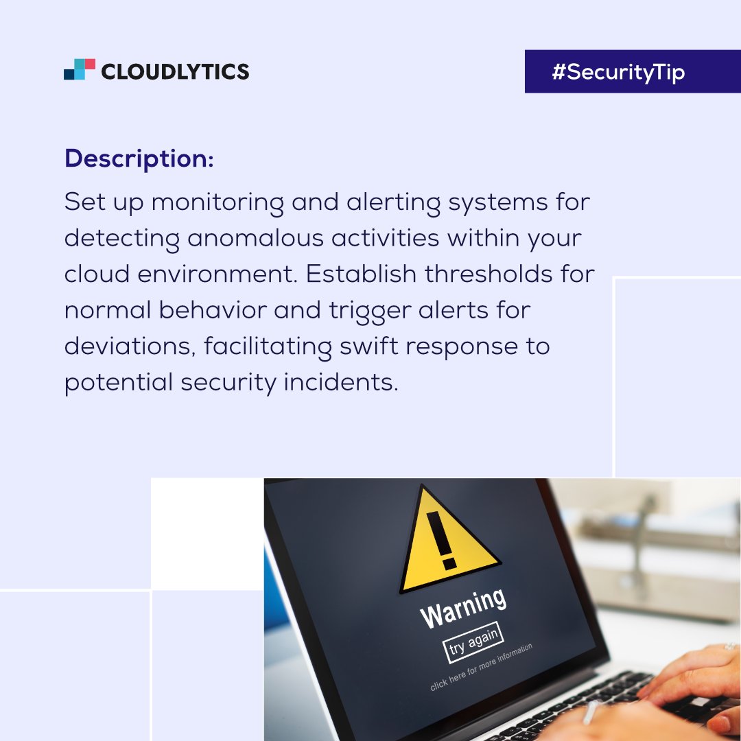 Cloudlytics's tweet photo. Stay vigilant, stay secure—monitor for anomalies and send alerts, ensuring a proactive defense against potential security threats.
#Cloudlytics #CloudSecurity #SecurityAwareness #SecurityTip #CSPM https://t.co/IYxh9UBbY1