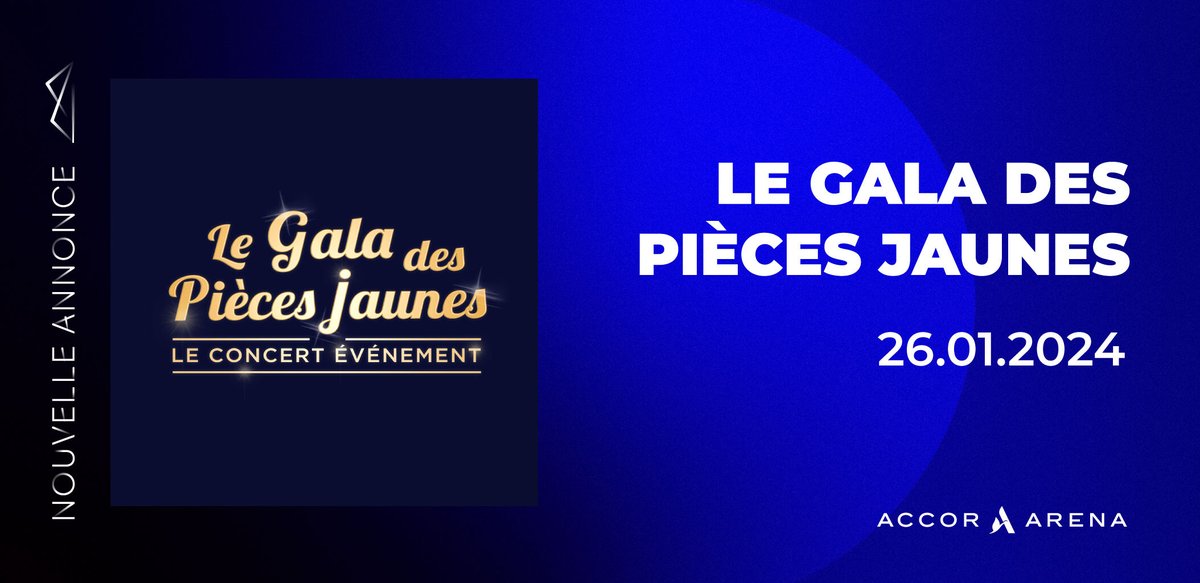 Si tu veux ta place pour le Gala des Pièces Jaunes, c'est maintenant ! 

On se retrouve à l'Accor Arena le 26 janvier ? 🫶

En partenariat avec <a href="/FranceTV/">France tv</a> et produit par Électron Libre.

La billetterie est ouverte ➡️ bit.ly/AA_GDPJ