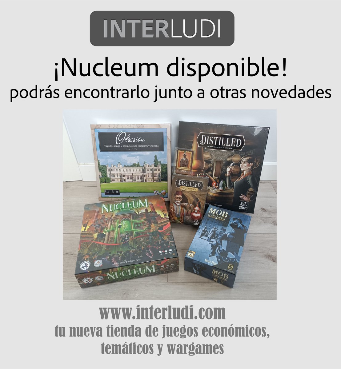 InterludiGames's tweet photo. #tematicos #eurogames #interludi
Hoy colgamos algunas novedades en nuestro catálogo. Uno de los éxitos de Essen, NUCLEUM y Obsesión, nueva edición en español de un juego temático a tope, y los tenéis al mejor precio!
https://t.co/dD6kourP8Q https://t.co/1qKKH2SNGi