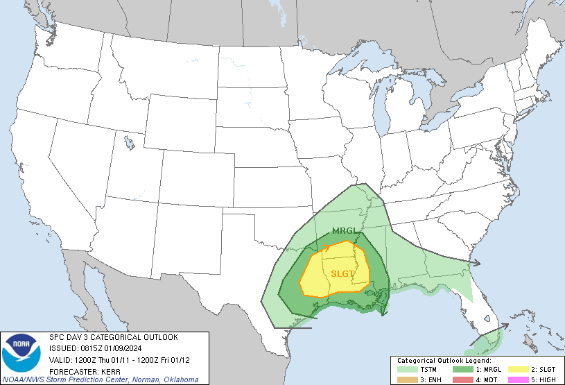 LimWeather's tweet photo. D3
#SlightRisk in W #DixieAlley esp #TylerTX, #Longview, #BatonRouge, #Shreveport, #BossierCity, #AlexandriaLA, #MonroeLA, #JacksonMS, #Vicksburg, #GreenvilleMS, #PineBluff
15% #SevereWX risk
#Wxtwitter #SPC #Tornado #Hail #Wind #ArkLaTex #ArkLaMiss #TXwx #LAwx #ARwx #MSwx https://t.co/YlYcX4OVrT