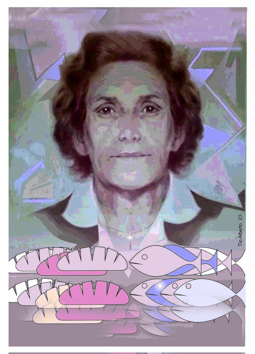 cemu's tweet photo. Hoy se cumplen 100 años del nacimiento de Paquita Gallego, madre de nuestra directora general, Maía Ordóñez, y fundadora en Leganés del comedor social de la Asociación Madre de la Alegría. 

(retrato de Paquita Gallego 'reinterpretado' por Tío Alberto, fundador de la CEMU)

👇 https://t.co/3XxOCpSi2r