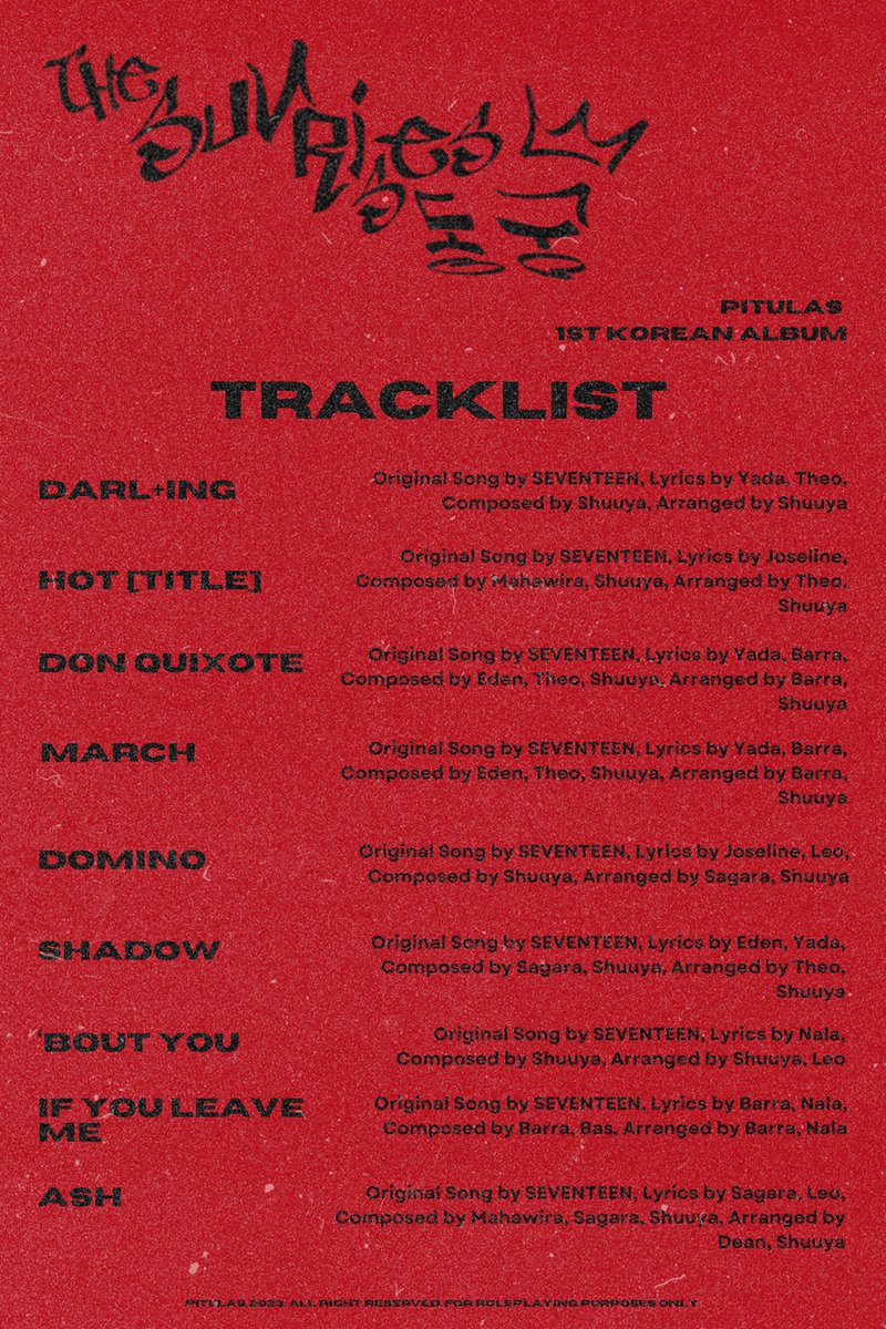 WEAREPI2LAS's tweet photo. ️️
 ️️
 ️️
 ️️
𝑷͟𝑰͟𝑻͟𝑼͟𝑳͟𝑨͟𝑺:
1st Korean Album
'동궁 (The Sun Rises)' 

𝗧 𝗥 𝗔 𝗖 𝗞 𝗟 𝗜 𝗦 𝗧
 ️️
️️ ️️
 ️️
 ️️
 ️️ https://t.co/yUnso1hHeJ
