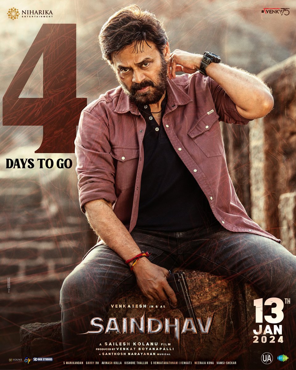 Meet #Saindhav in theatres in 4 days 🔥🔥 #SaindhavOnJan13th