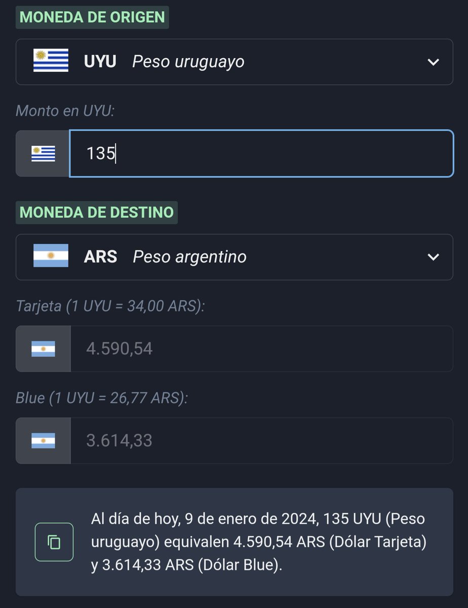 ⚠️ El conversor de monedas de Google no sirve porque toma el dólar oficial.  😎 Para esto creamos el conversor de monedas que usa la cotización del  dolar tarjeta y blue para