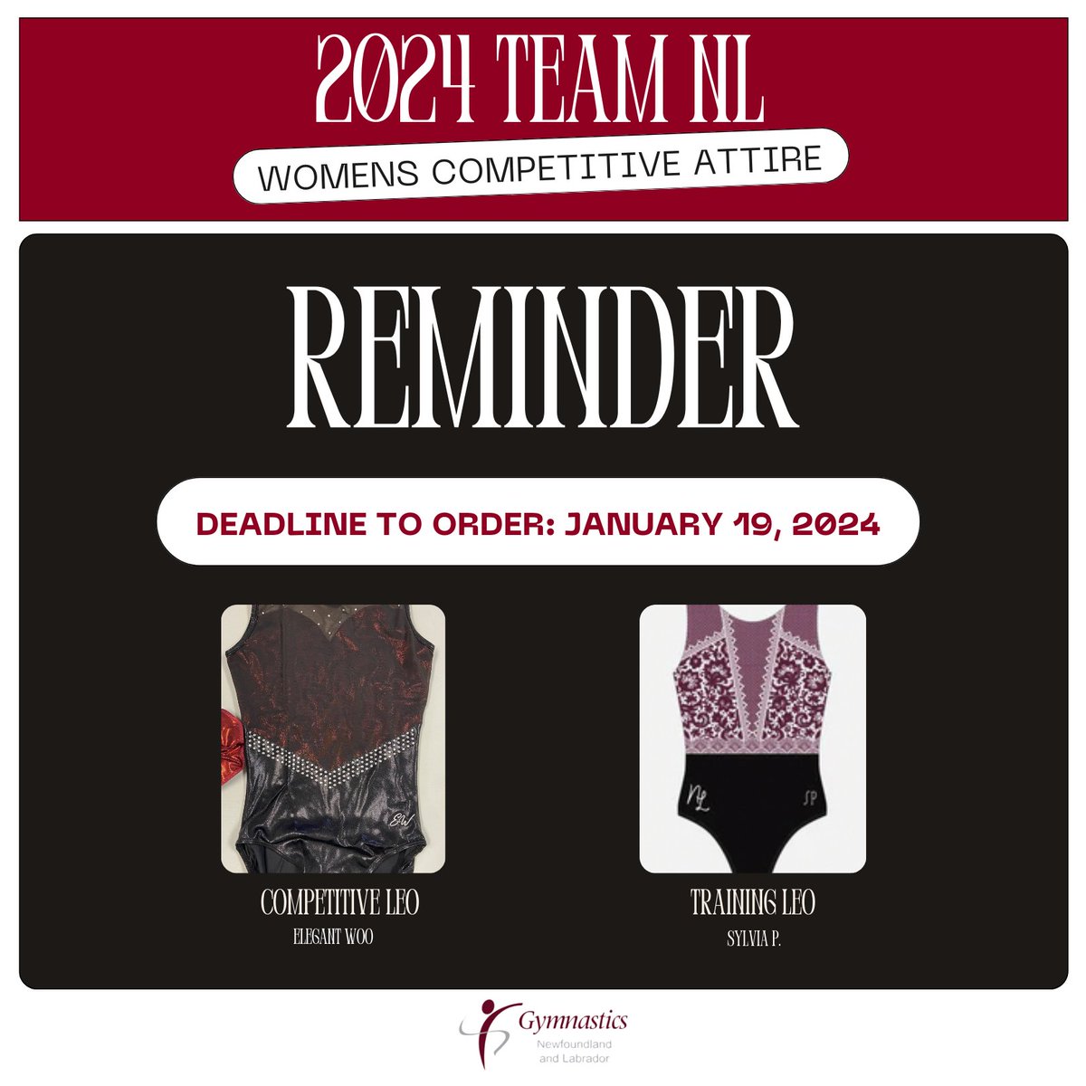 Have you ordered your 2024 #TeamNL women’s competitive attire yet? If not, you better hurry! The deadline for ordering is quickly approaching and you definitely don’t want to miss this.

Visit our website to get started: gymnasticsnl.uplifterinc.com/pages/gnl-merc…

#GymnasticsNL #Gymnastics <a href="/sportnl/">SportNL</a>
