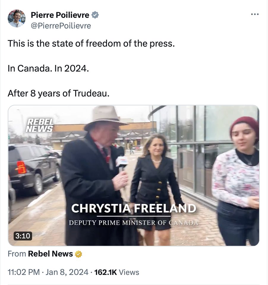 Poilievre going to bat for Rebel “News.”