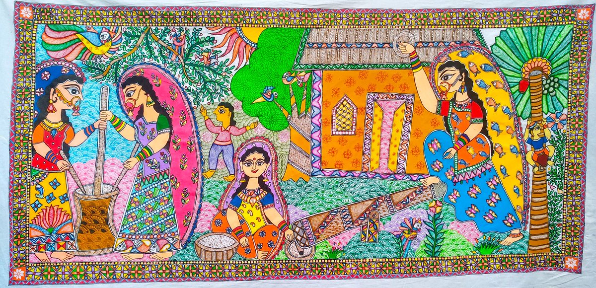 🌿🌿गाँव की गलियों में है हलचल, नदियों की लहरों में है कल-कल, गाँव के जीवन में रस है पल-🌴🌴
🌾🌾शुभ भोर🌾🌾
🌿🆕 Wall painting (गाँव की महिलायें- खेती बारी से लेकर घर आंगन तक) Handmade art mithilaart 🌻🌻
@Raushan06401027 @CFGart @BJP4India @MinaJha1 @samrat4bjp @MeenaJha15