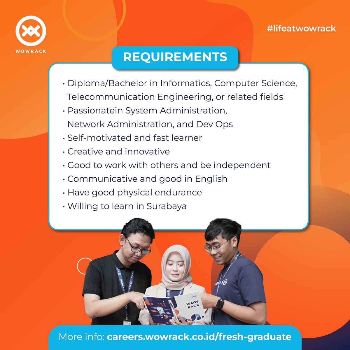wowrackid's tweet photo. Calling all FRESH GRADUATES! Get FREE 6-month training &amp; allowance money!🌟

Seize this chance for skill development &amp; potential full-time role at Wowrack!

📅 Registration open until January 31, 2024
🔗Apply here: https://t.co/SHGehCRofB

Izin tag kak @ezash @hrdbacot @f2aldi 🙌 https://t.co/Yivl8yXv0e