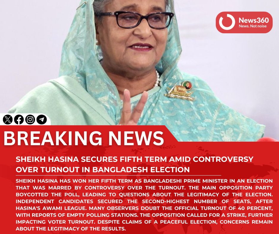 #BREAKING: Sheikh Hasina Secures Fifth Term Amid Controversy Over Turnout in Bangladesh Election

#BangladeshElection #SheikhHasina #ControversialTurnout #FifthTerm #Democracy #PoliticalNews
