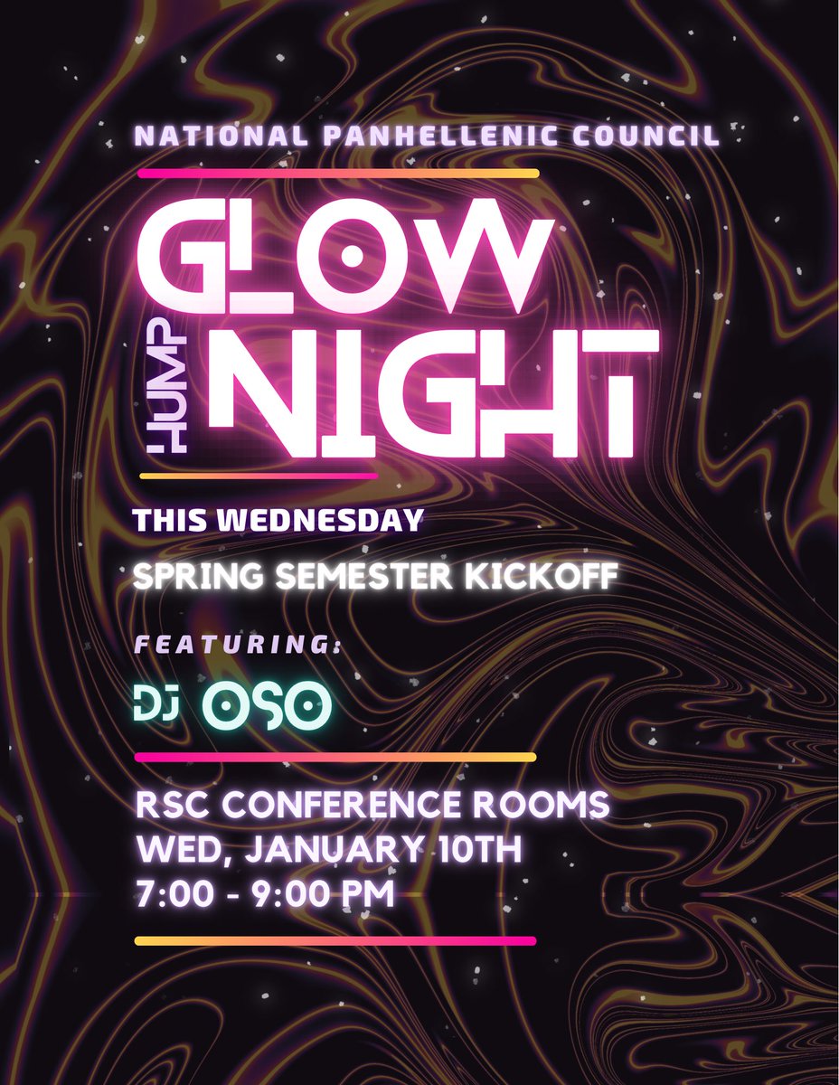 NPHC is Kicking off the year Right‼️Come out in your best Neon Outfits 😮‍💨Wednesday, January 10th from 7pm - 8pm in the RSC Conference Rooms🦁
