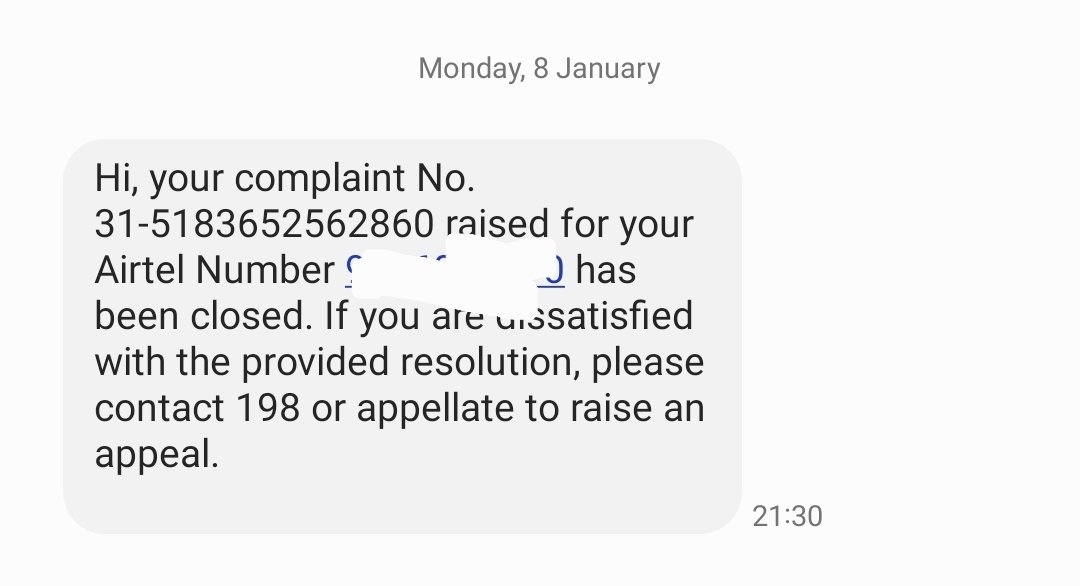 kapsomania's tweet photo. @KalaiRandyy @airtelindia @Airtel_Presence FYI my ticket got closed without a single call call or confirmation with me https://t.co/dC2NBn92DH