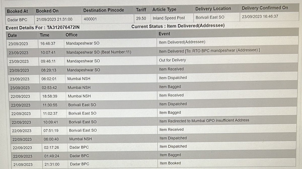 narendra207's tweet photo. @IndiaPostOffice @PostOfficeIndia I’m unable to get my consignment I have gone to post office but no one is giving proper answer. 
Please help https://t.co/BD7PQoARN0