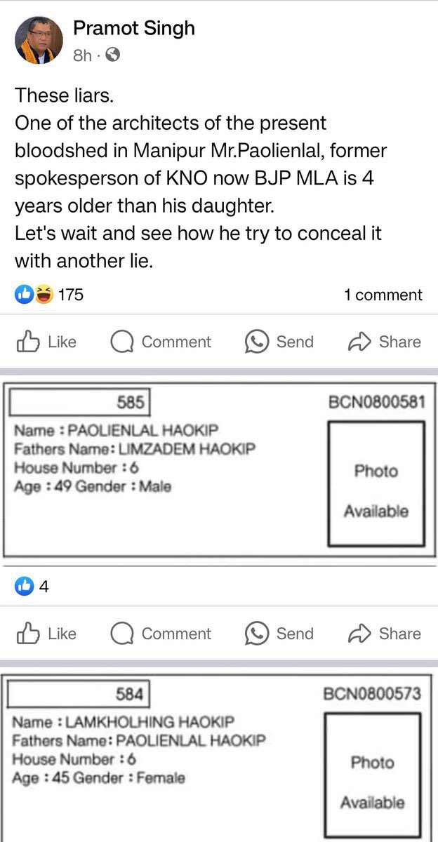 In our community, it’s too common for parents and children to have a minimal age gap, and sometimes there are even cases of kids surpassing their parents in age. No need to make a fuss out of this my dear meitei friends.<a href="/paolienlal/">Paolienlal Haokip</a> right PU?

#Manipur 
#Kuki_Zo 
#KukiLies