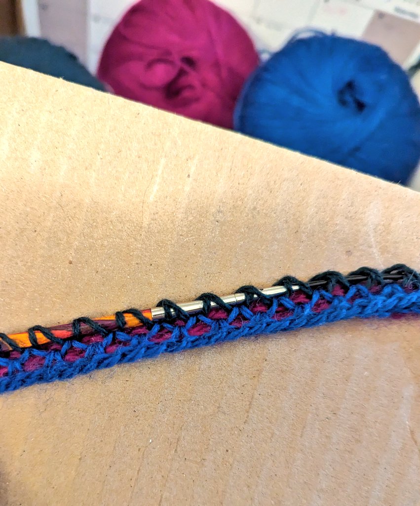 butwinmk's tweet photo. The start of my 2024 temperature blanket. Where each row represents the high and low temperature for the day in Anchorage. #temperatureblanket #yarn https://t.co/XeyylpkWqA