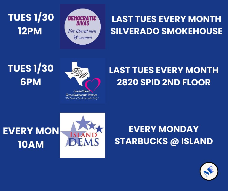 NuecesDemocrats's tweet photo. Join us at any of our Jan mtgs! https://t.co/EsS6kVckJj