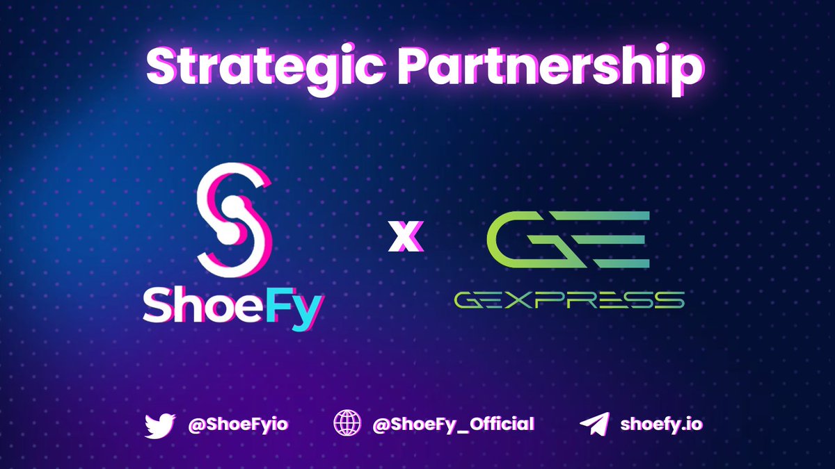 📣 Partnership - Shoefy x GExpress

We are delighted to announce our strategic parntership with <a href="/GExpress_xyz/">GExpress</a> !

GExpress is a platform for Multi Mini Exciting Casual Games with Defi DEX and NFT marketplace Under One Roof!

We have alot of exciting things on your way! Stay tuned!