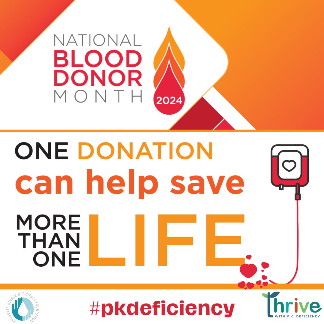 Donate blood!

#pkdeficiency #NBDM2024 #hemolyticanemia #pyruvatekinasedeficiency #blooddisorder #rareanemias #donateblood #blooddonor