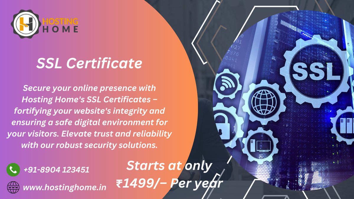 Hostinghome1's tweet image. Elevate your website&apos;s security to new heights with Hosting Home&apos;s SSL Certificates. 
Visit Us
hostinghome.in/ssl-certificat…
Contact us
+918904123452
+919019068720
#sslcertificateauthority
#sslvalidation
#evssl
#wildcardssl
#multidomainssl
#freesslcertificate
#cheapsslcertificate