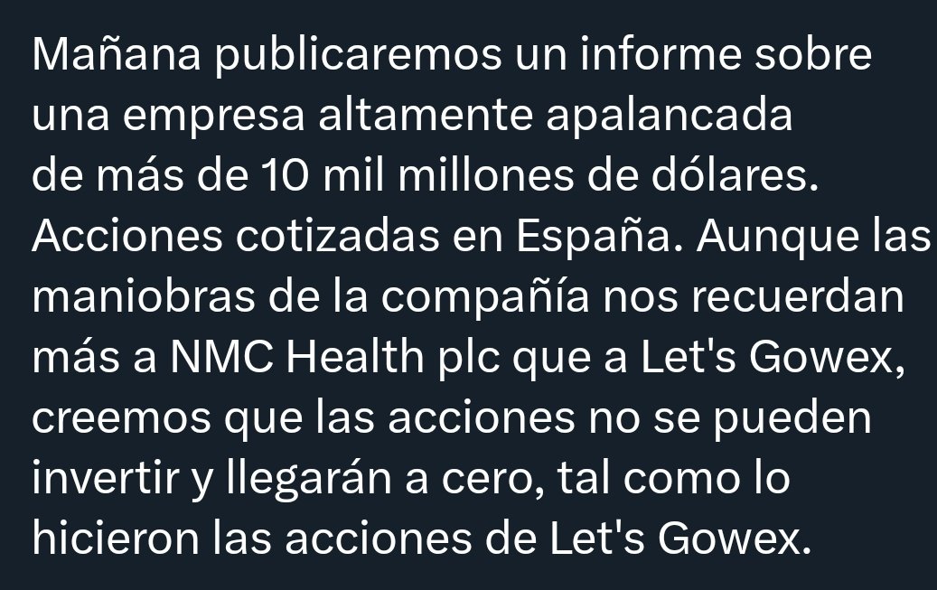 iparatx's tweet image. Los @GothamResearch anticipan un short sobre una compañía española que va a necesitar algo más que transfusiones #IMHO
