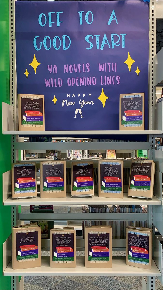 PhxLibrary's tweet photo. #PaloVerdeLibrary is "Off to a Good Start" for the new year with this YA display of wild opening lines. ✨ Start the year off by judging a book by its first few lines instead of its cover. https://t.co/CmeUQeF2DA #JustReadPPL #PhoenixPublicLibrary #Phoenix #PHX https://t.co/sbKPV6DUKA