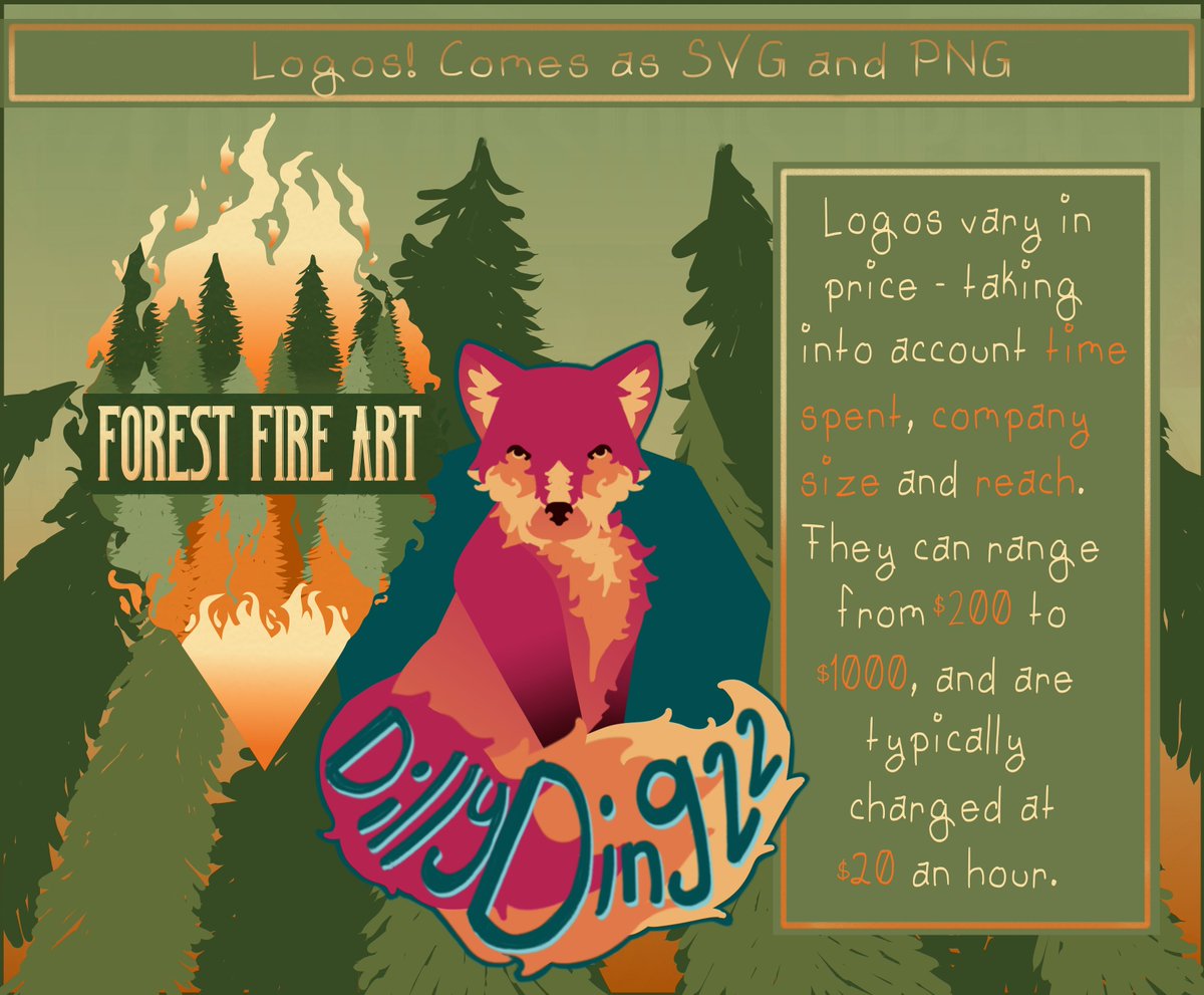 ForestFireArt's tweet photo. Hi hi! Just an update to my existing commission page - I've added a page for logos and photo recreation! https://t.co/w25NBRMJXj