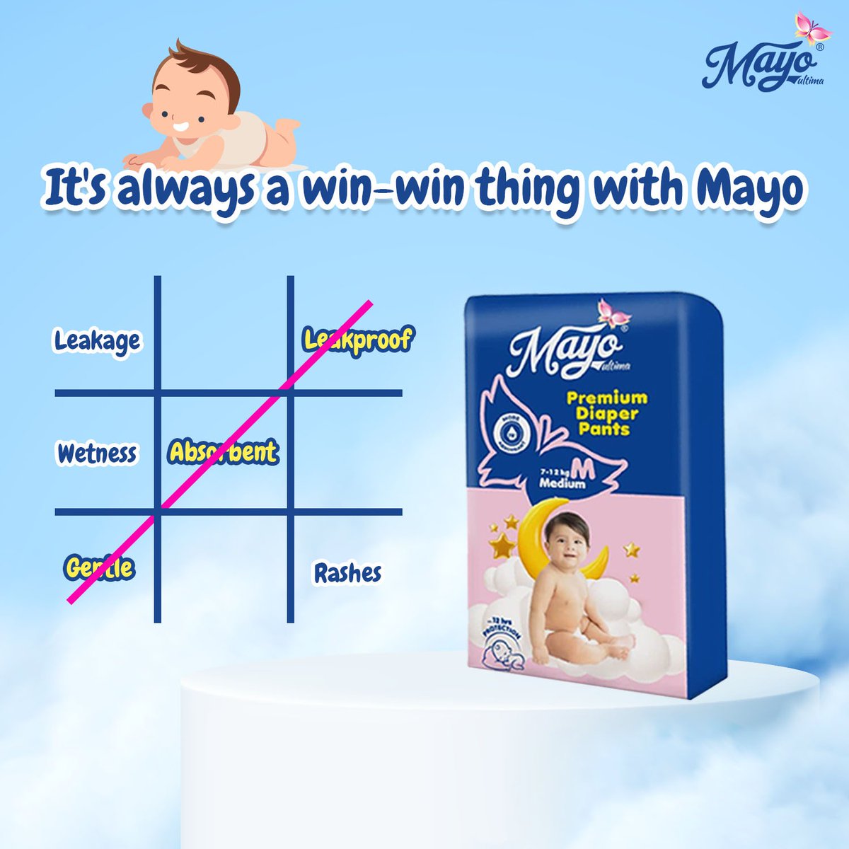 MayoUltima's tweet photo. No discomfort can stand a chance if you have Mayo Ultima Premium Pants by your side😇🫧

#DiaperDiaries #BottomsUpBaby #Diapering101 #DiaperDetails #HappyHeinies #Baby #BabiesOfInstagram #parentinghacks #ParentingQuiz #parentingtips #cutebabies #babyfever #babymusthaves #parent https://t.co/h4pBilBfIm