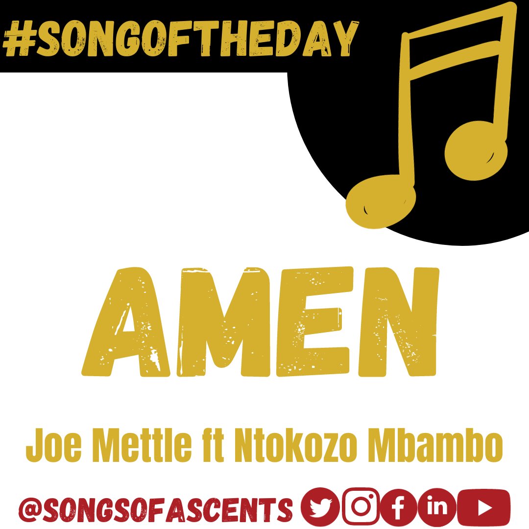 SongsofAscents's tweet photo. Amen - Joe Mettle ft Ntokozo Mbambo
#songoftheday
#songoftheday🎶
#songoftheday🎧
#songoftheday🎶♥️
#songoftheday_
#songsofascents https://t.co/jvMosV1Kwh