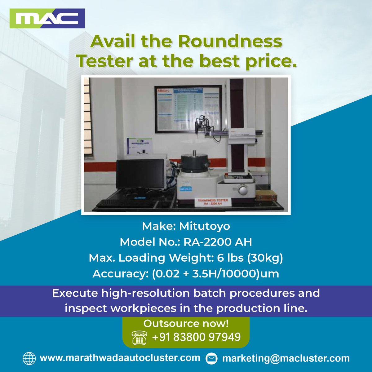 macaurangabad's tweet photo. Mitutoyo Roundness Tester at Standard Tool Room, #MAC.
Start saving your time and costs now.
#roundnessTester #inspection #toolroom #Mitutoyo #automotive #autocluster #machine
#MarathwadaAutoCluster https://t.co/6QtecEe76J