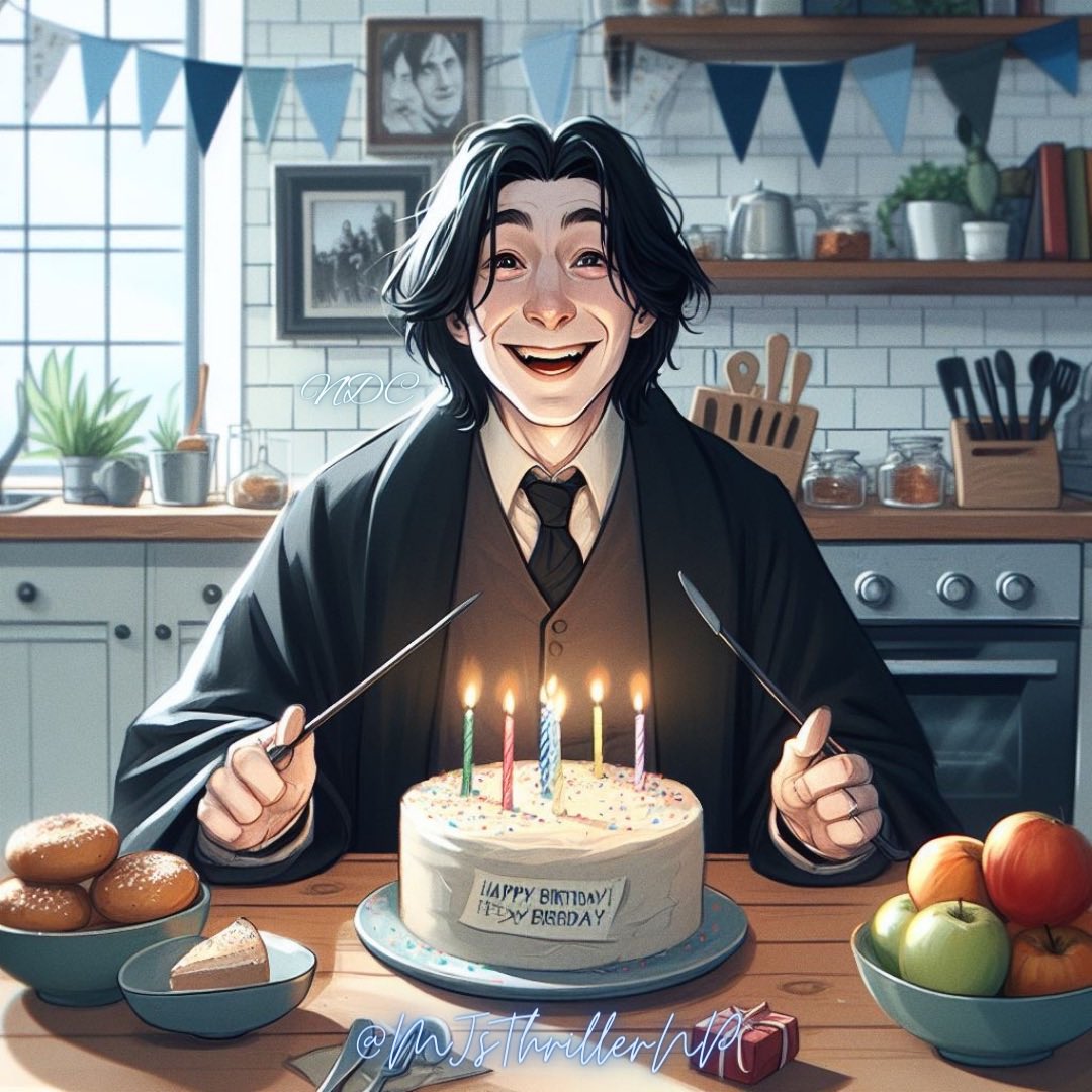 MJsThrillerNP's tweet photo. Here’s to the birthday boy! Happy Birthday Severus! 🥳🎉
#SeverusSnape #DigitalArt #FanArt #HarryPotter #Slytherin #ArtificialIntelligence #SnapeArt #AIArt #ProfessorSnape #PotionsMaster #HalfBloodPrince #BingApp #Dalle3 #AI https://t.co/VXfxyc2aKY