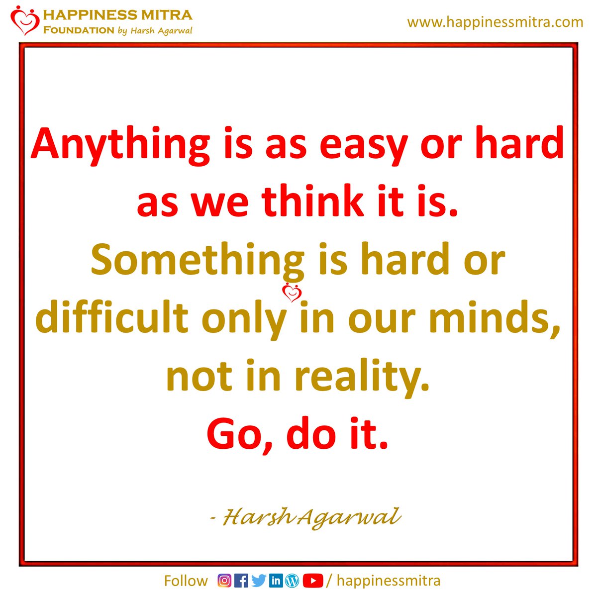 HappinessMitra's tweet photo. Just like there is nothing called "busy", it's just a matter of priority.... there is nothing "hard" or "difficult", it's just lack of willingness.

#TuesdayFeeling #Tuesday #LifeSkills #EmotionalIntelligence #HappinessMitra #LifeCoach #HarshAgarwal #ThoughtForTheDay https://t.co/Riz7TiXFJJ
