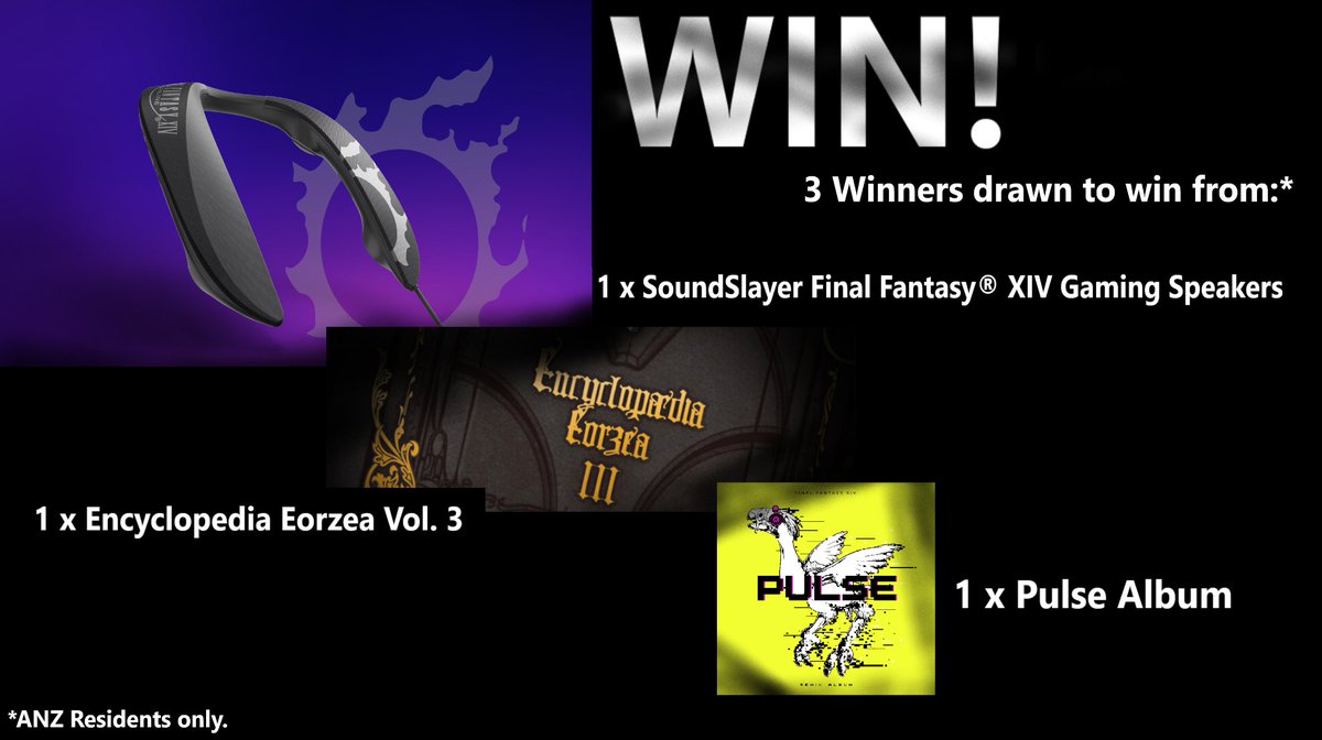 FFXIVANZ's tweet photo. OUR BIGGEST GIVEAWAY EVER!!!

From NOW till the 27 Jan we are holding a giveaway*

We also have an ingame Event Scheduled for the: 
26th Jan @7:30pm AEDT with a SECOND Soundslayer Gaming Speaker as the grand prize!

It's going to be HUGE! See you there!!
https://t.co/DntmiiHQxT https://t.co/7TJ0h9HEeH