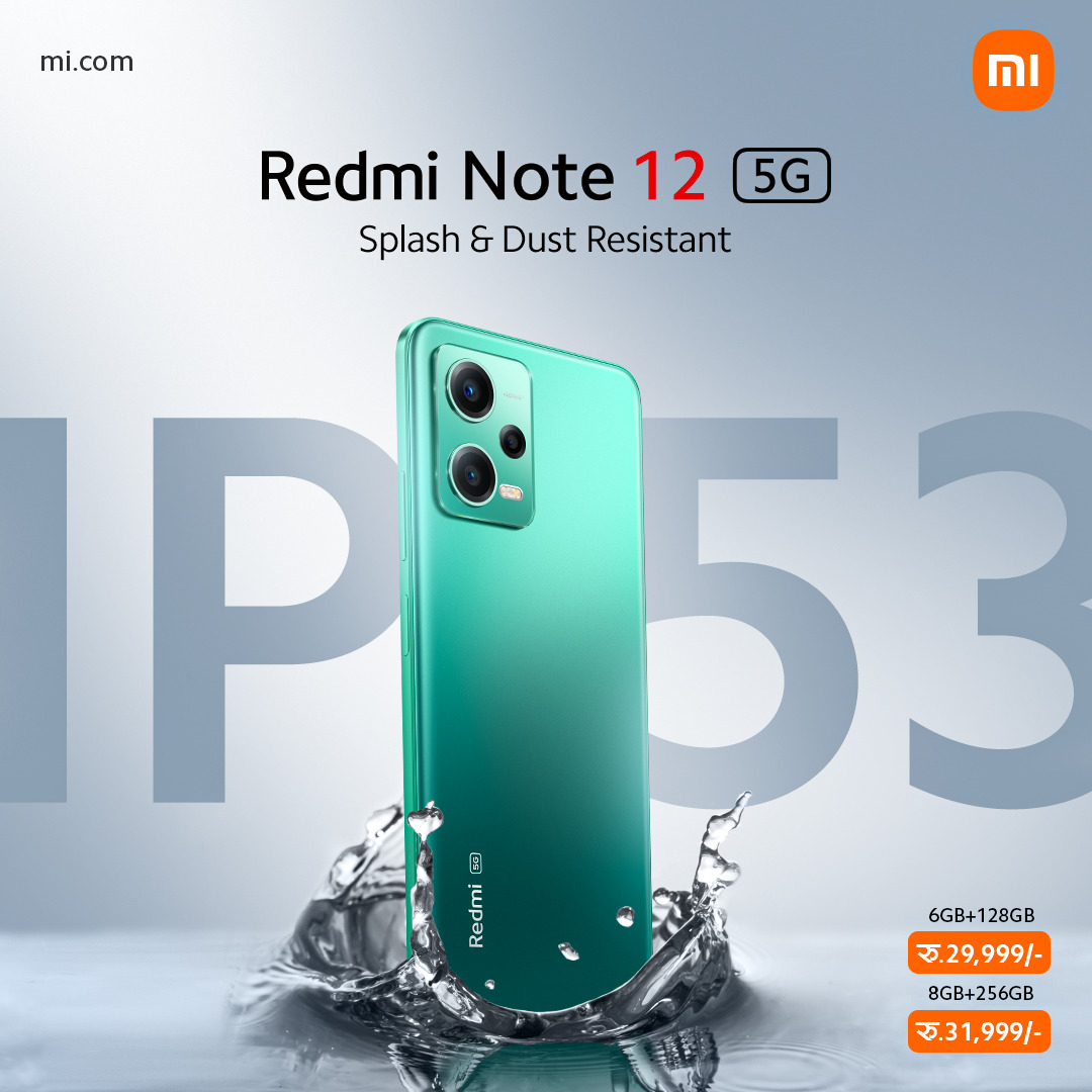 XiaomiNepal's tweet image. Dive into the future with 𝐑𝐞𝐝𝐦𝐢 𝐍𝐨𝐭𝐞 𝟏𝟐 𝟓𝐆 - where innovation meets the elements! 🌊💨 Stay connected, no matter the weather.

#RedmiNote12 #SplashProof #DustResistant #TechTrendsetter #InnovateWithRedmi #5GRevolution #SmartTech #RedmiStyle #BeyondBoundaries