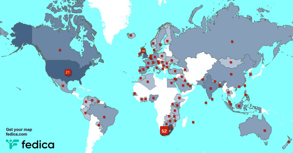 I have 1 new followers from USA last week. See fedica.com/!Wilddog_ZA