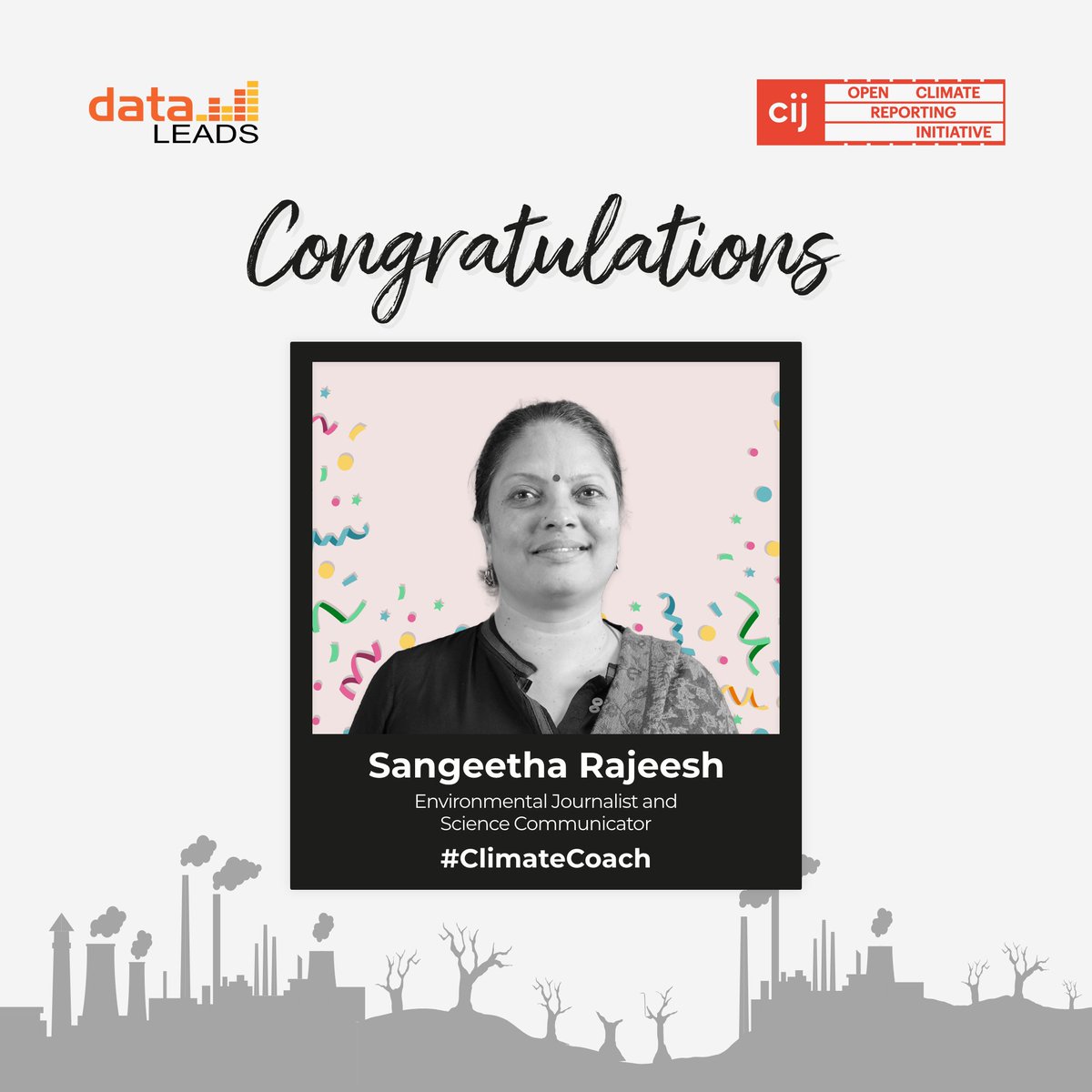 data_LEADS's tweet photo. We are delighted to announce @sangyraj as our #ClimateCoach under the @cijournalism -led 'Open Climate Change Reporting Initiative'.
In this tryst of fighting #climatemisinformation, she joins the network of #climatejournalists raising the standard of climate investigations. https://t.co/i4krcNdP8r