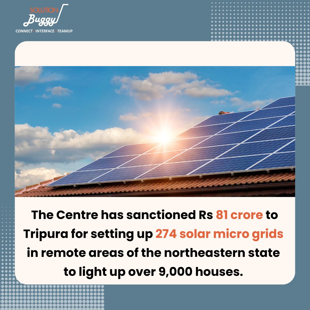 SolutionBuggy's tweet photo. Lighting the way for progress in Tripura! Tripura receives a boost with Rs 81 crore for 274 solar micro grids. Ready to start your own Solar #manufacturing business? Let #SolutionBuggy guide you!

#TripuraProgress #SolarPower #GreenEnergy #SustainableLiving #EmpowerTripura https://t.co/d035XNauV8