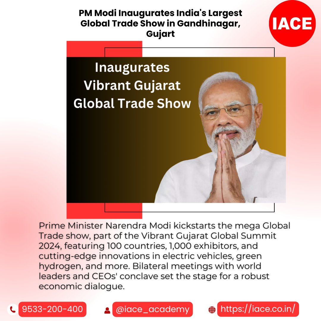 Exciting times as PM Modi inaugurates India's Largest Global Trade Show in Gandhinagar, Gujarat! #VibrantGujarat #GlobalTradeShow #InnovationHub #PMModi #EconomicSummit #GujaratGrowth #TradeAndTech #FutureEconomy #GlobalLeadership #BusinessInIndia #TradeInnovation #GujaratProgres