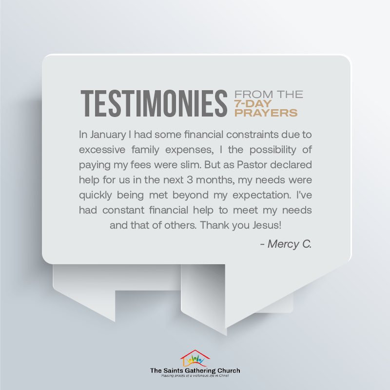 tsgc_global's tweet photo. Testimonies from 7 days of prayer 2023. 

Read below 👇 the good things God did in the lives of some brethren during our 7 days of prayer in 2023. 

We have begun praying for this January. Join us daily on Mixlr by 5 AM and 9 PM. 

Thank you, Lord Jesus. https://t.co/sXJSlLvfeu