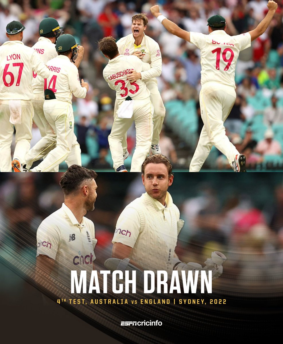 cricinfo's tweet photo. A scintillating draw at the SCG!

It's been two years since James Anderson and Stuart Broad batted under lights against Australia to draw the Test, preventing a series sweep 👉 https://t.co/dFgfVUixKi #OnThisDay https://t.co/xs0ElLBZtg