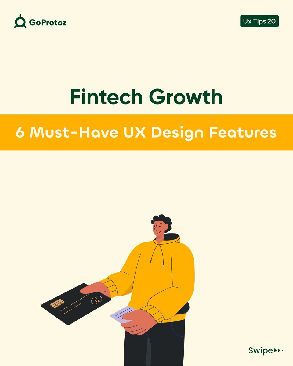 goprotoz's tweet photo. 6 Must-Have UX Design Features for Your Fintech😊
Explode your Fintech success with these 6 must-have UX design features😉
Hope you like these👆
#ux #ui #design #uiuxdesign #uiuxdesigning #uiuxdesigners #userexperience #userinterface #userresearch #behance #figma #Designers https://t.co/bFiBHT9aLm