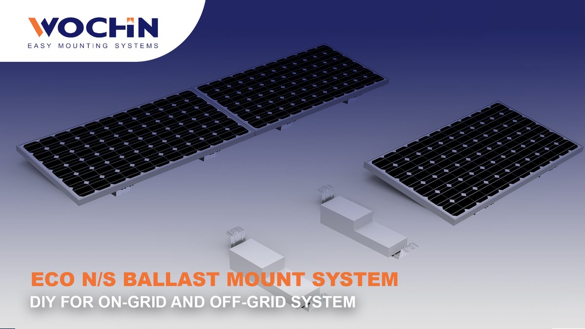 WochnEurope's tweet photo. #WOCHN ECO N/S Solar mounting system is very simple and easy to install for on flat roof.
👉Only use bolt to fix 
👉100% non- drilling on the roof surface 
👉 Easy home DIY

+++++
https://t.co/8GYM4K5Zmq

#WOCHNSolarmount #WOCHNMount #easytomountPVsystem #flatroofing https://t.co/gLPWGR40hs