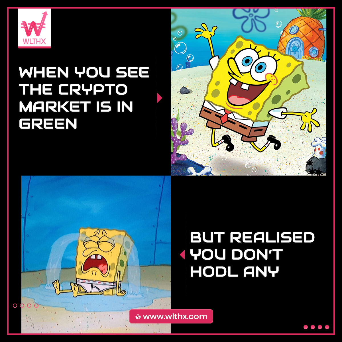 wlthx's tweet photo. Realization, when you don't #HODL any #cryptocurrency

So, what are you waiting for?

Grab #WLTHX now: https://t.co/9s9r9zG6aN

#DeFi #crypto #cryptotrading #investment #cryptomarket #finance #cryptoinvestors #utilitytokens #wealthexchange #cryptotoken #TaaS #gamifiedrewards #tokenization