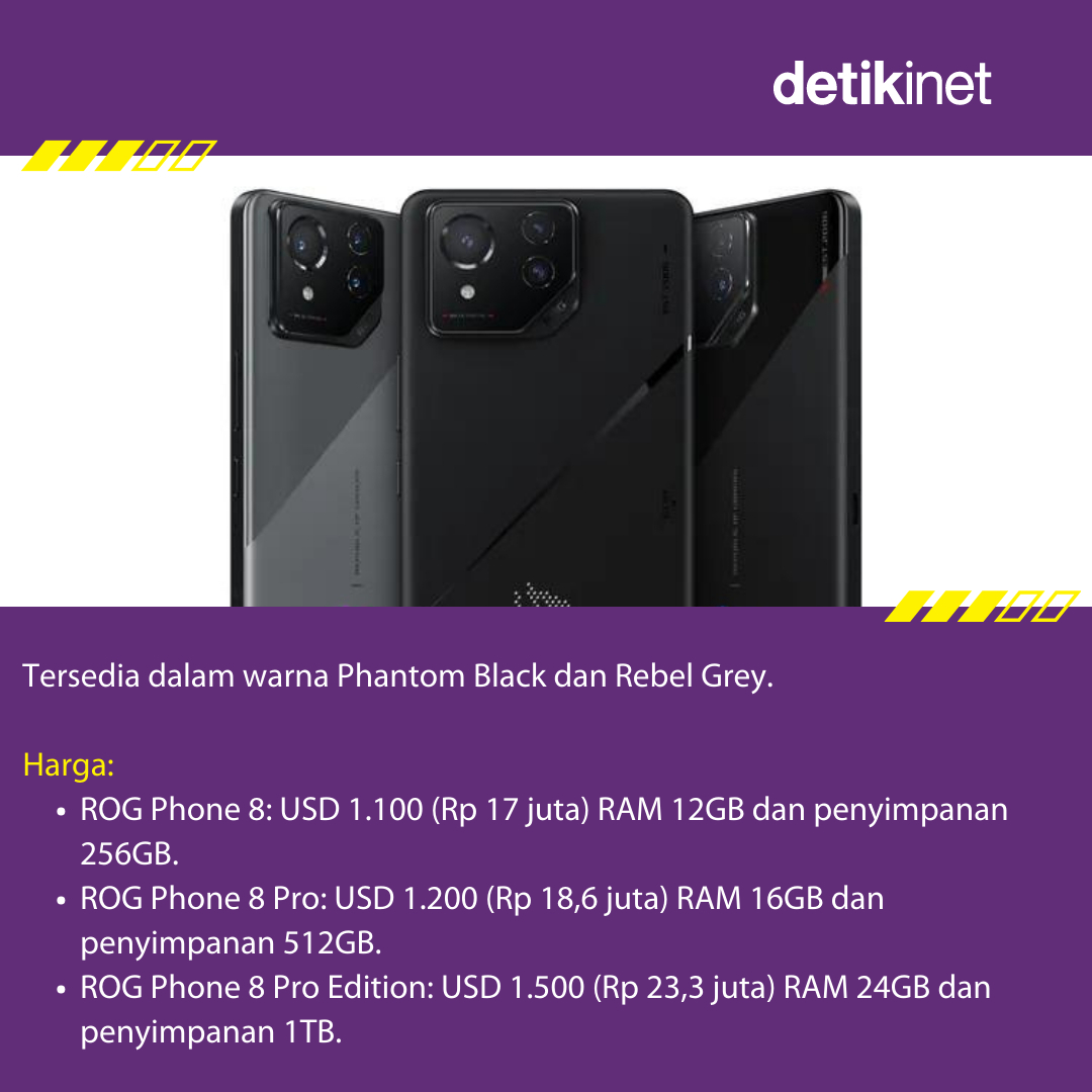 detikinet's tweet photo. Asus ROG Phone 8 resmi diumumkan di perhelatan CES 2024! Sejumlah pembaruan dan peningkatan dibawa oleh HP gaming ini. Penasaran?
#Asus #AsusROG #AsusROGPhone #ROGPhone8 #Gadget #Smartphone https://t.co/HXOzvYmNcV