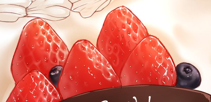 ググってでてきたイチゴの描き方の記事見ながら描いたけど楽しいー。いろんなスイーツ描きたい 